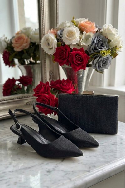 DYG STORE Women's 4 cm Heeled Stiletto and Bag Set