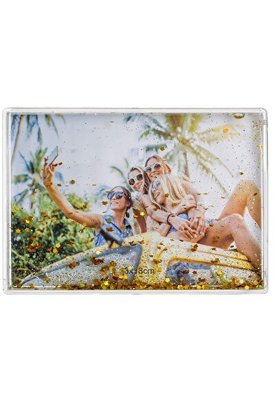 OEM Rama Foto cu Apa & Glitter Auriu 18x13cm