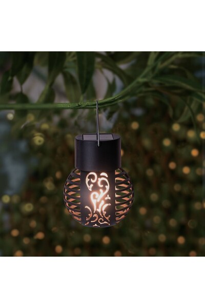 OEM Lampa Solara Suspendabila Neagra Dungi Flori Flacara 9cm