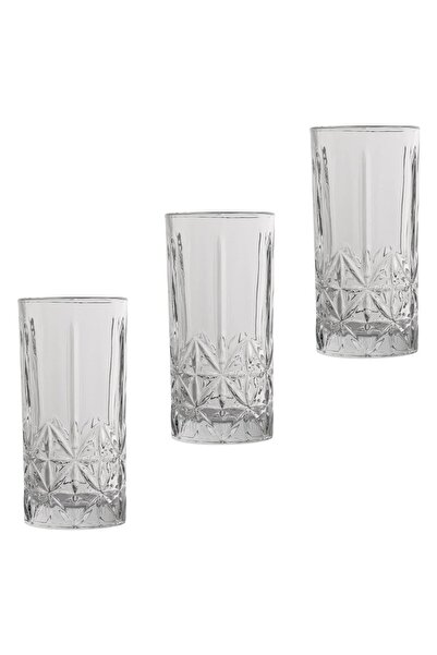 OEM Set 3 Pahare din Sticla cu Modele Reliefate pentru Apa 350ml