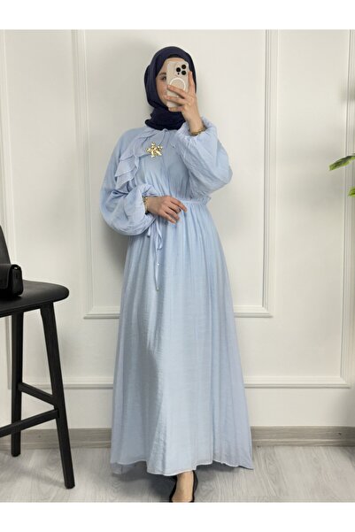 Sovel 5162-1 Drawstring Long Dress with Metal Accessory Detail