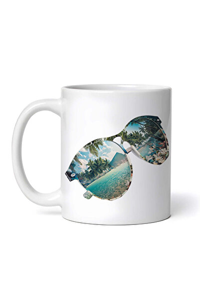INOVATIX Personalized white mug, Sunglasses with exotic landscape, INOVATIX®....