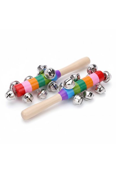 edumatoys 2-Piece Wooden Colored Rattle Children's Rhythm Instrument