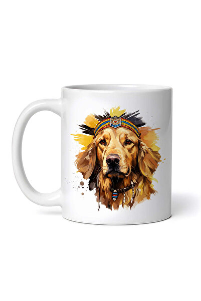 INOVATIX Personalized white mug, Egyptian Golden Retriever dog with headband,...