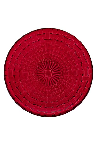 OEM Red Glass Dessert Plate Ø15cm