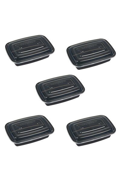 OEM Set of Black Food Containers with Transparent Lids 1l - 5pcs