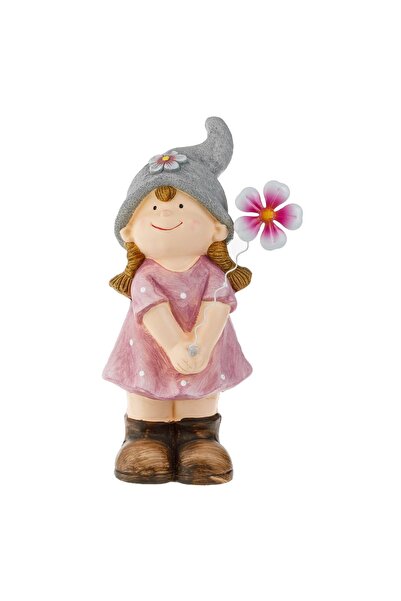 OEM Figurina Ceramica Fetita cu Floare de Gradina 18x15x42cm