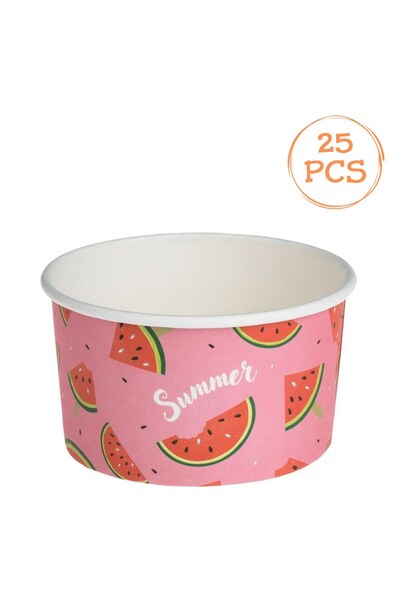 OEM Pink Cardboard Bowls with Watermelon Pattern "Summer" 240ml - 12pcs