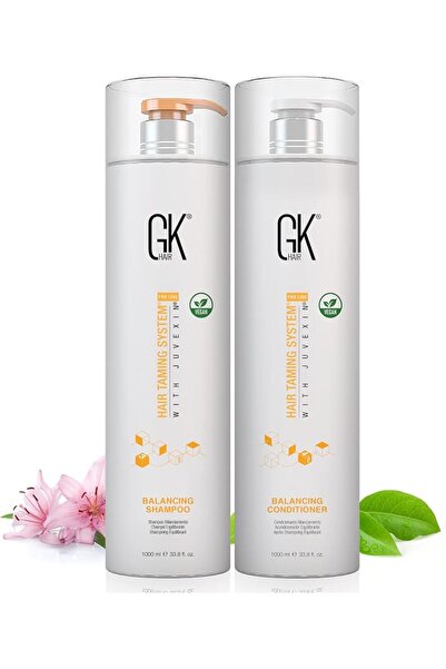 GK HAIR مجموعة شامبو وبلسم كيراتين عالمي للشعر الدهني والمصبوغ (33.8 أونصة سا...