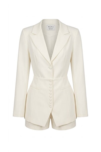 Bi Cool Beyaz Tasarım İkili Blazer Ceket