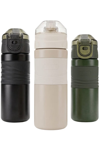 Generic Brand Steel Flask 450 ml with Straw and Locking Lid Green