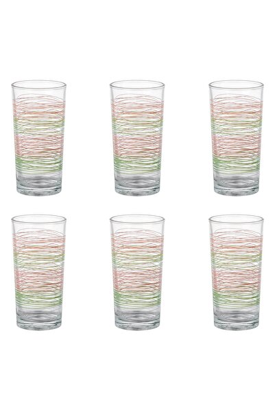 OEM Set 6 Pahare din Sticla Transparenta "Lines" 250ml