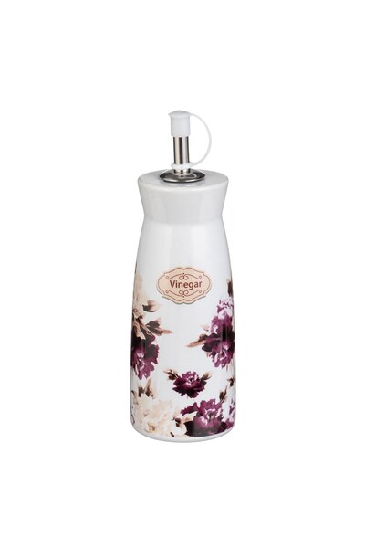 OEM Recipient Ceramic Alb cu Flori Mov pentru Otet - 240ml