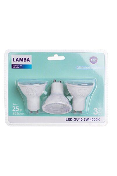 OEM Set Becuri LED GU10 3W - Lumina Alba Neutra - 3buc