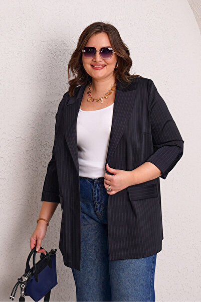 Büyük Moda ÇİZGİLİ BLAZER CEKET