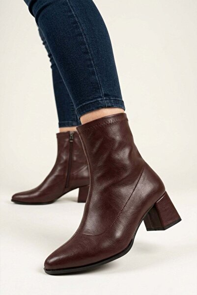 Preshley Women's Pedra Brown Stretch 6 cm Thick Heels