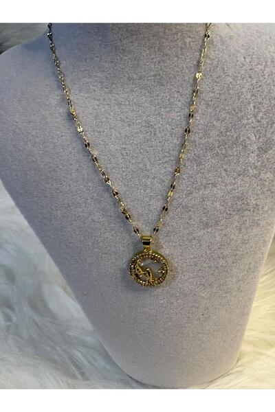 GK LUXURY & FASHION Zodiac Sign Pendant Sedefli̇ Necklace 316L Stainless Gold...