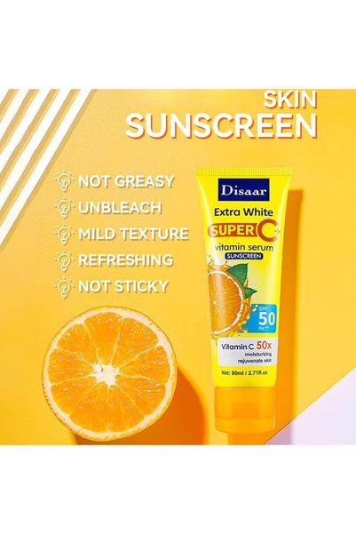 DISAAR Beauty سيروم فيتامين سي مع واقي شمس SPF 50 PA+++ مرطب ومجدد للبشرة يحمي من الأشعة فوق البنفسجية UVA/UVB