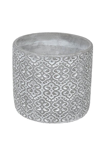 OEM Masca Ghiveci Flori Alba Rotunda Model Reliefat Ø13.5x12.5cm - 1.2L
