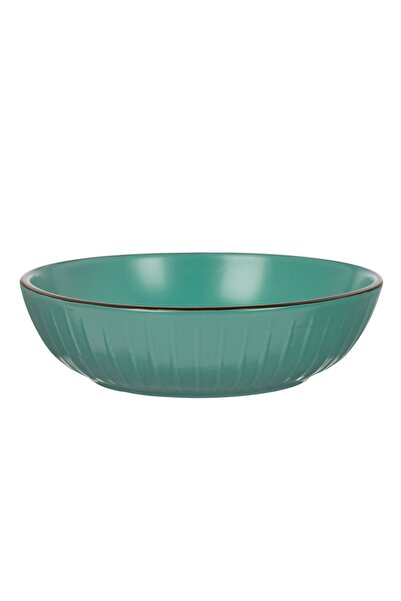 OEM Deep Plate Petrol with Embossed Stripes Pattern Ceramic Ø20cm