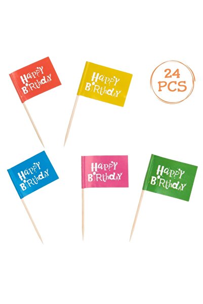 OEM Scobitori de Petrecere Stegulete Colorate Happy Birthday 6.5cm - 18buc
