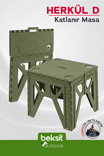 BEKSİT OUTDOOR Herkül D Katlanır Masa (Haki Yeşil)