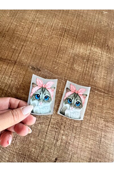 Gönülden Tasarım 2 Pieces 7X5 cm Iron-On Cat Transfer Printing Arma