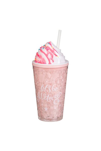 OEM Pahar din Plastic cu Capac & Pai Ice Cream 450ml