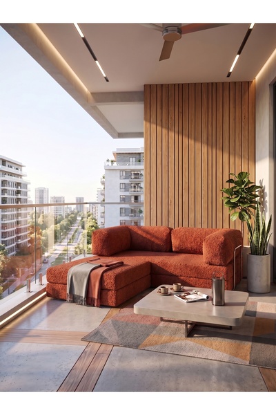 BRANNA HOME Elzera Köşeli Sünger Koltuk Yatak Olabilen Kanepe Çok Amaçlı Çift...