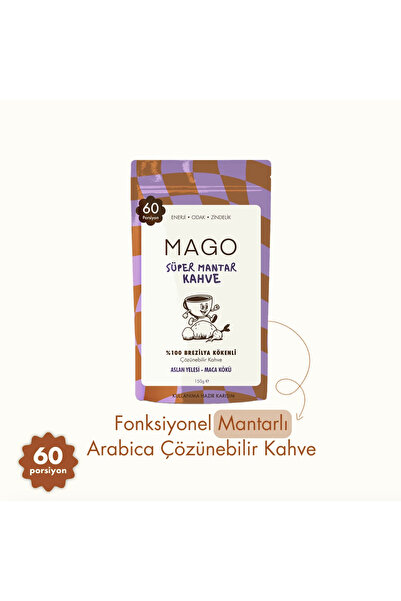 Fonksiyonel Mantarlı Çözünebilir Kahve – Arabica Çözünebilir Kahve 60 Porsiyon