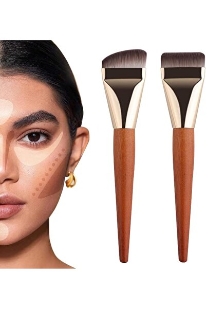 NALACAL 2 Pcs Flat Foundation Brushes, Mini Nose Contour Brush, Face Makeup B...