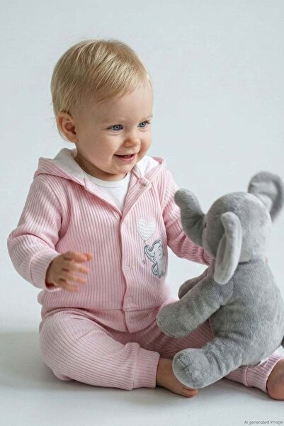 Breeze Baby Girl Bodysuit 3-Piece Set with Balloons, Cute Baby Elephant Embro...