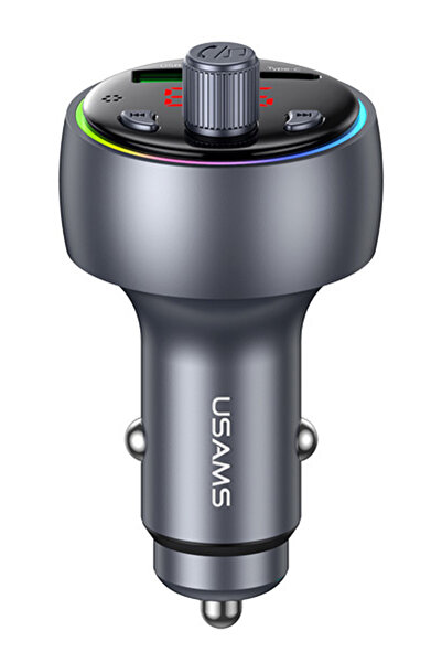 Usams FM transmitter & φορτιστής CC328, USB/USB-C, 30W, Bluetooth, μαύρο