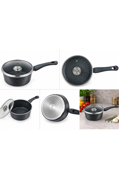 OEM Marble Ceramic 20 cm Non-Stick Saucepan with Lid, PFAS-Free Coating
