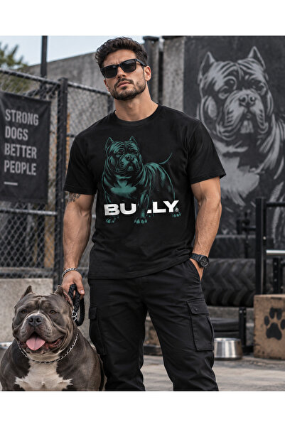 Bully Αμερικάνικο εμπριμέ ανδρικό μαύρο μπλουζάκι με κανονική εφαρμογή, πράσι...