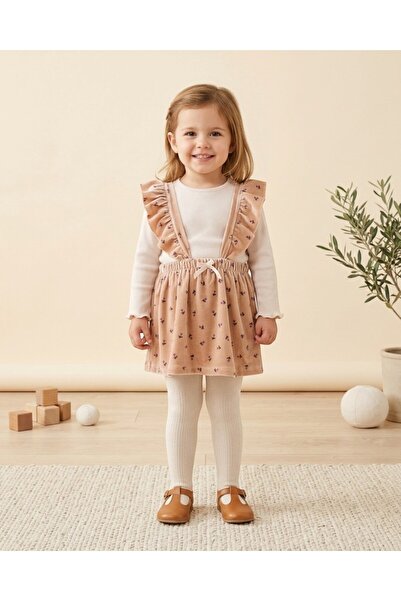 Ege Bebek Girl's Salopet Dress and Badi 2-Piece Set 2-3-4-5-6 Years Old