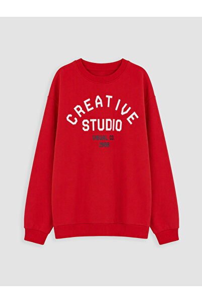 LC Waikiki Peak New Season Red Printed Boys' Thick Sweatshirt