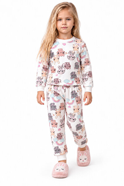 ninita kids Girls' Pajama Set Teddy Bear Patterned Cotton Long Sleeve Winter ...