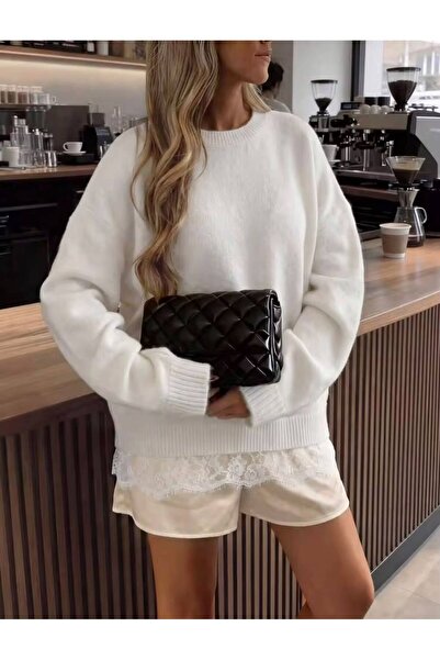 banessa Lace Detailed Soft Women's Knitwear Sweater