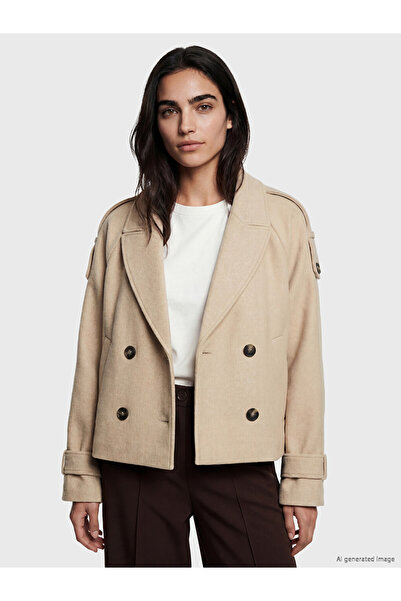 LC Waikiki Özmarka New Season Beige Jacket Collar Women's Cashmere Coat