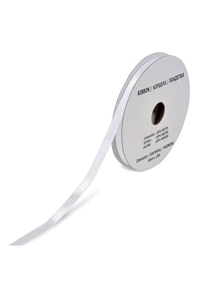 OEM Panglica Satinata Alba 10m x 6mm - Panglici Saten, Produse Petrecere