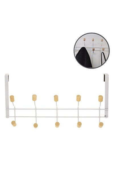 OEM Cuier cu 10 Carlige Metalic Alb pentru Usa 40cm
