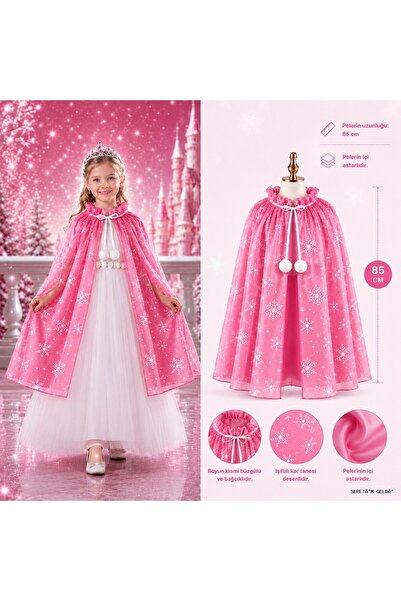 ZERO LAND SPT-GLD Pelerină roz Elsa cu model fulg de zăpadă - Pelerină Frozen...