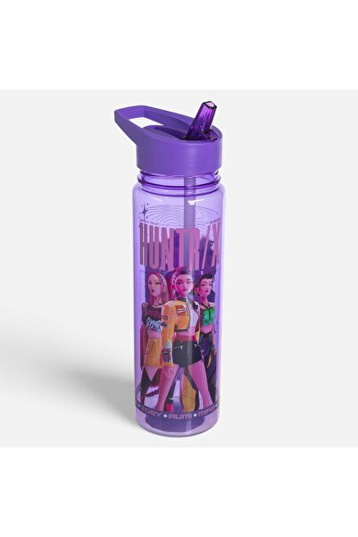 OEM K-POP Plastic Transparent & Purple Flip Top Water Bottle 650ml