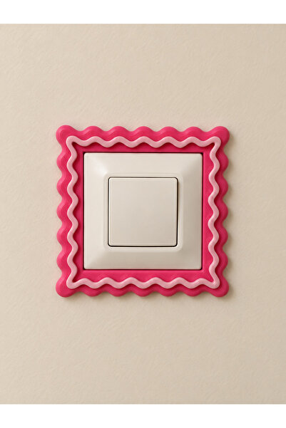 Rapithwin 3-Outlet Decorative Socket and Switch Frame – Pink Wavy Design