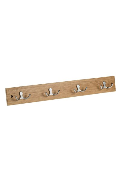 OEM Cuier din Lemn cu 4 Carlige Duble de Perete 50x1.2x7cm