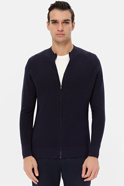 Twn Slim Fit Navy Blue Plain Cardigan