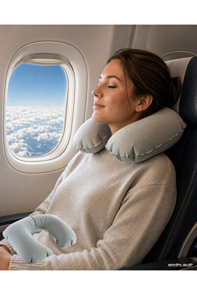ZERO LAND Spt-Gld Inflatable Neck Pillow Travel Compatible Waterproof Comfort...