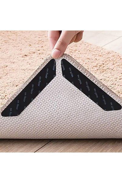 OEM Autocolante antiderapante negre pentru covoare, 13x2,5 cm, 4 bucăți