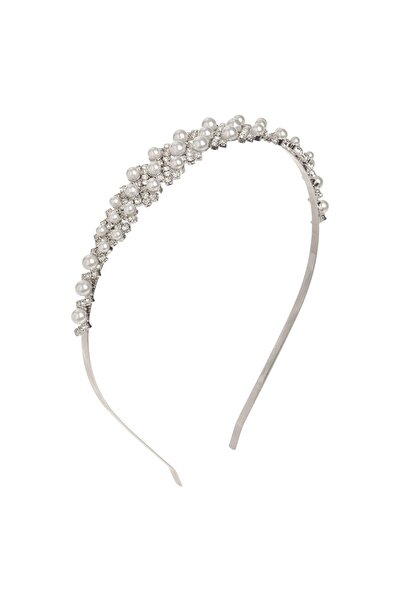 OEM Silver Hair Crown with Rhinestones & Beads
